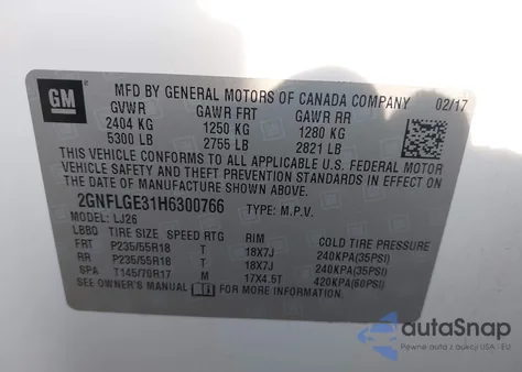 2017 Chevrolet Equinox Premier from USA, damaged, VIN 2GNFLGE31H6300766